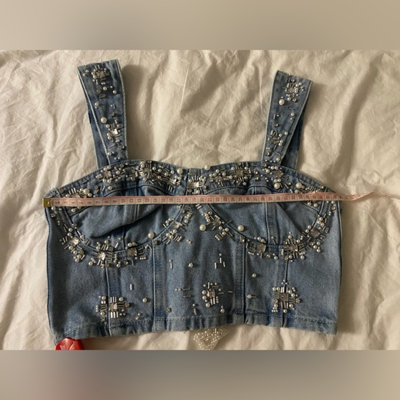 PatBo Hand-beaded Denim Top NWT - Picture 10 of 16